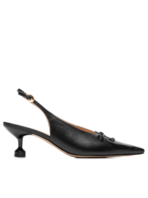 Scarpin Slingback Salto Médio High Vamp Laço - Preto