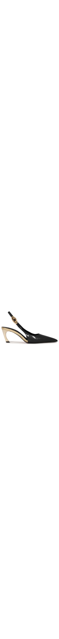 Scarpin Slingback Salto Médio Verniz Couro - Preto