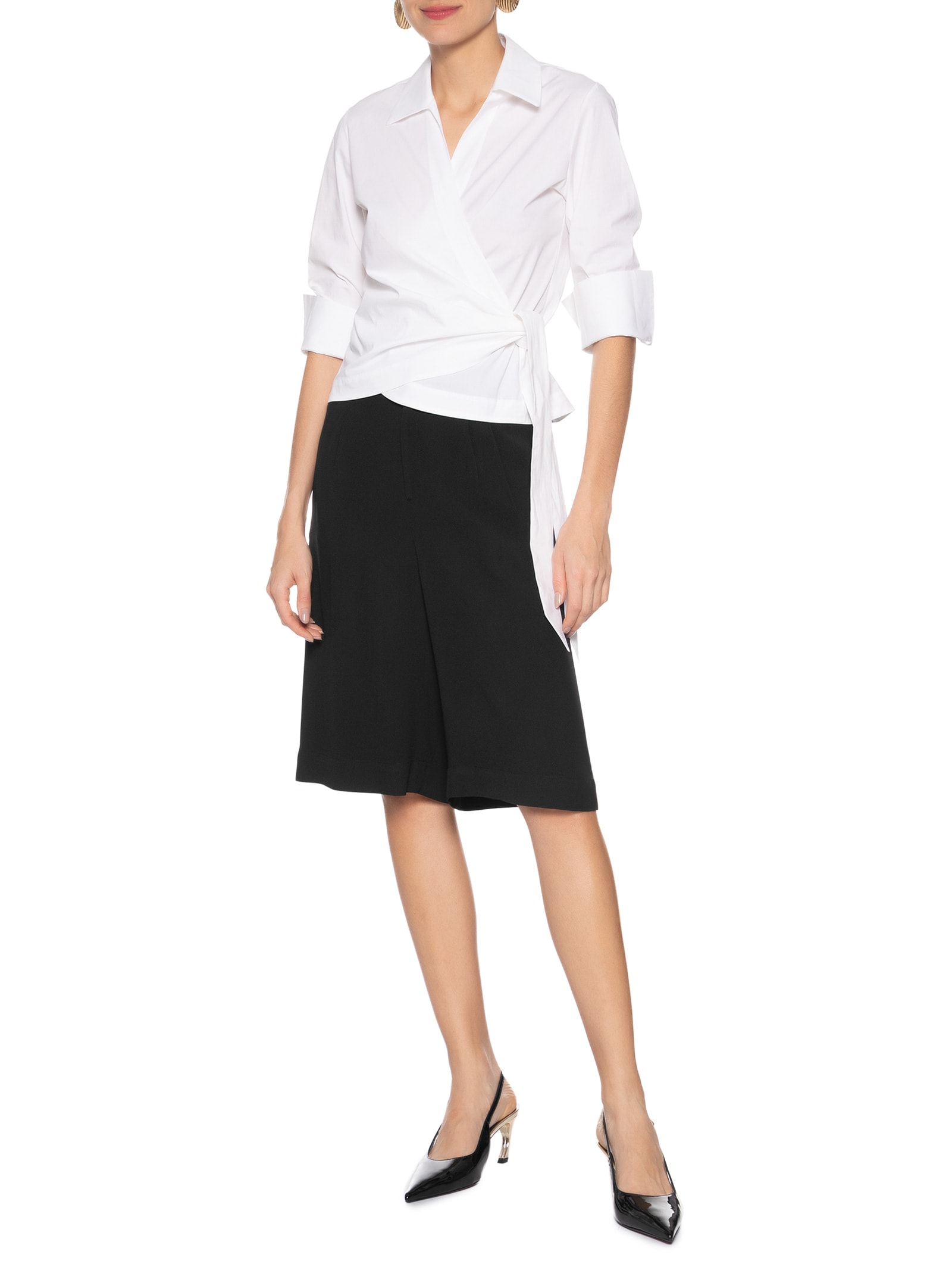 Scarpin Slingback Salto Médio Verniz Couro Preto Schutz