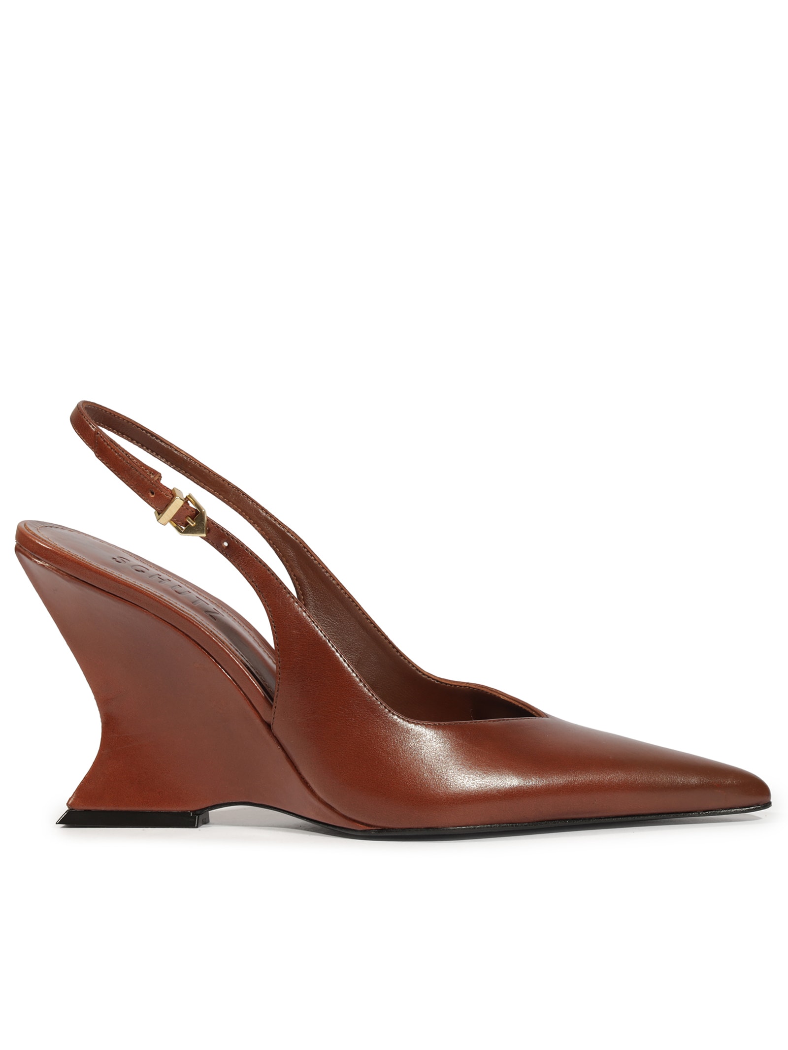 Scarpin Slingback Siena Couro Marrom Schutz
