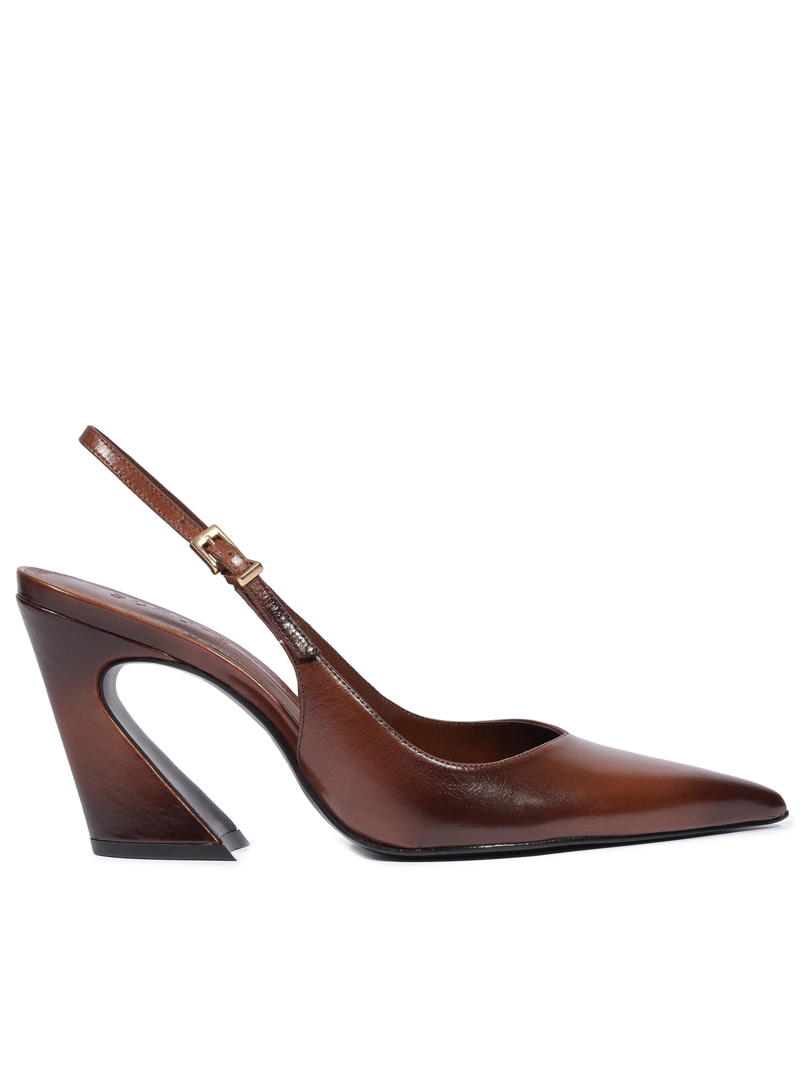 Scarpin Slingback Siena Couro Marrom Schutz
