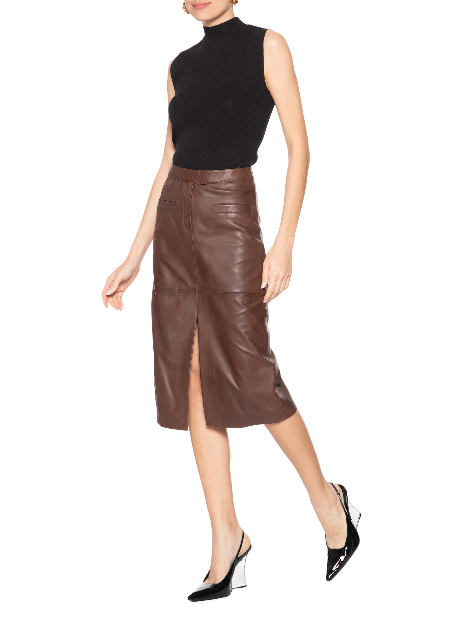 Scarpin Slingback Verniz Couro Preto Schutz + Nati Vozza