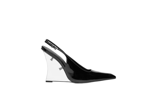 Scarpin Slingback Verniz Couro - Preto