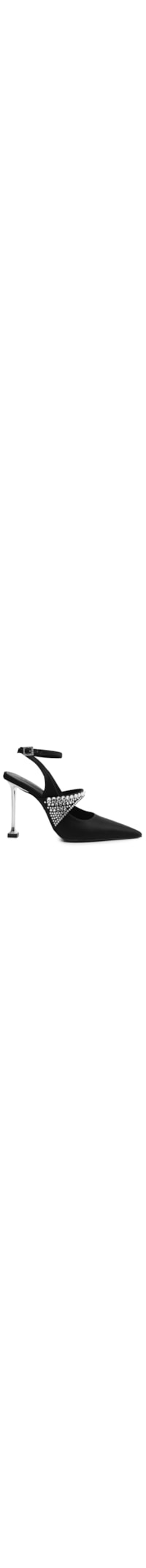 Scarpin Slingbak Louise Pump Tecido Preto Cristail By Swarovski - Preto