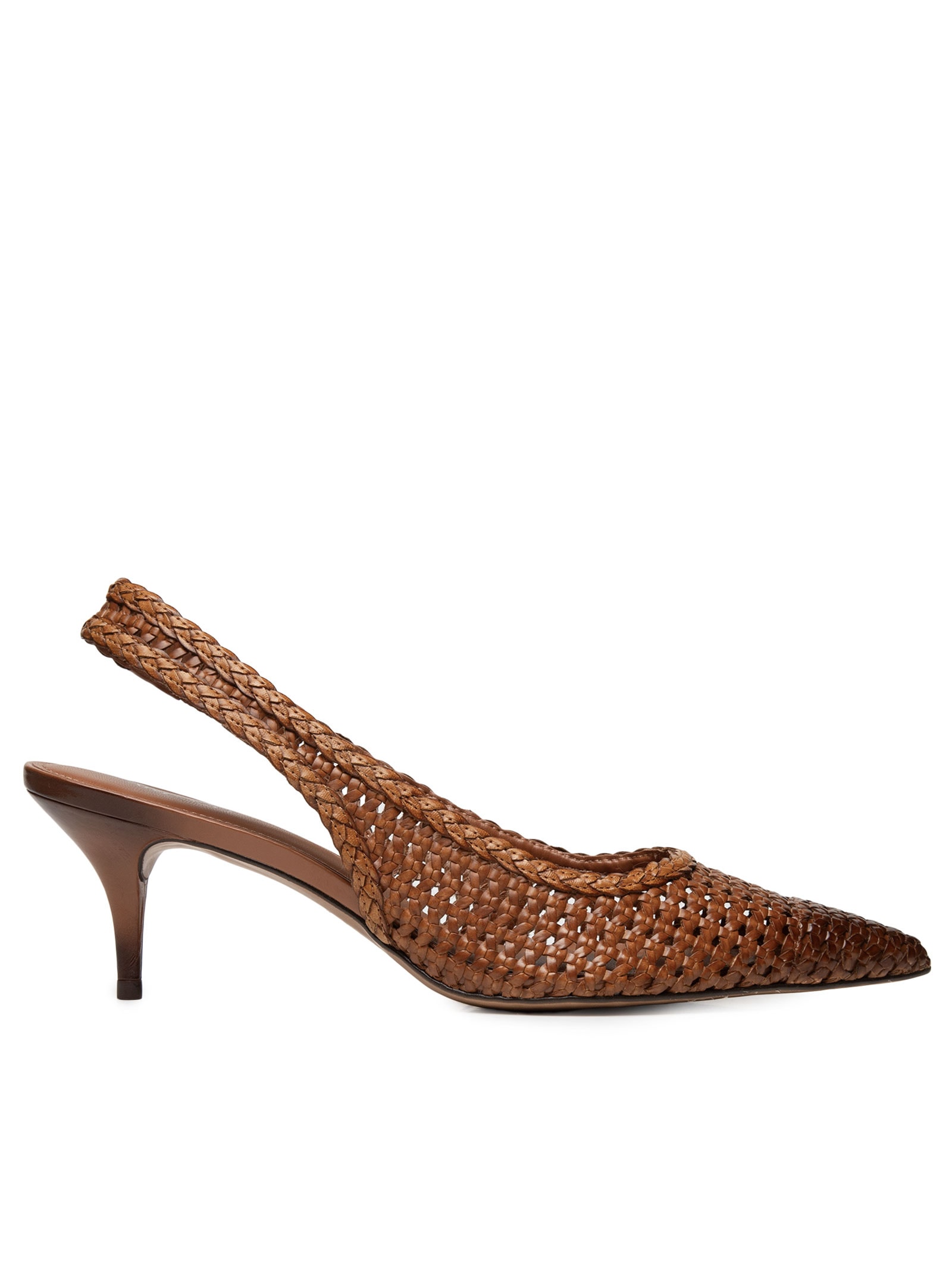 Scarpin Tressê Salto Fino Slingback Marrom Arezzo