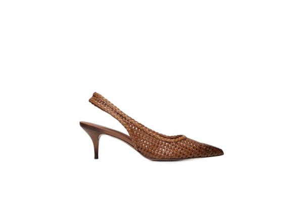Scarpin Tressê Salto Fino Slingback - Marrom