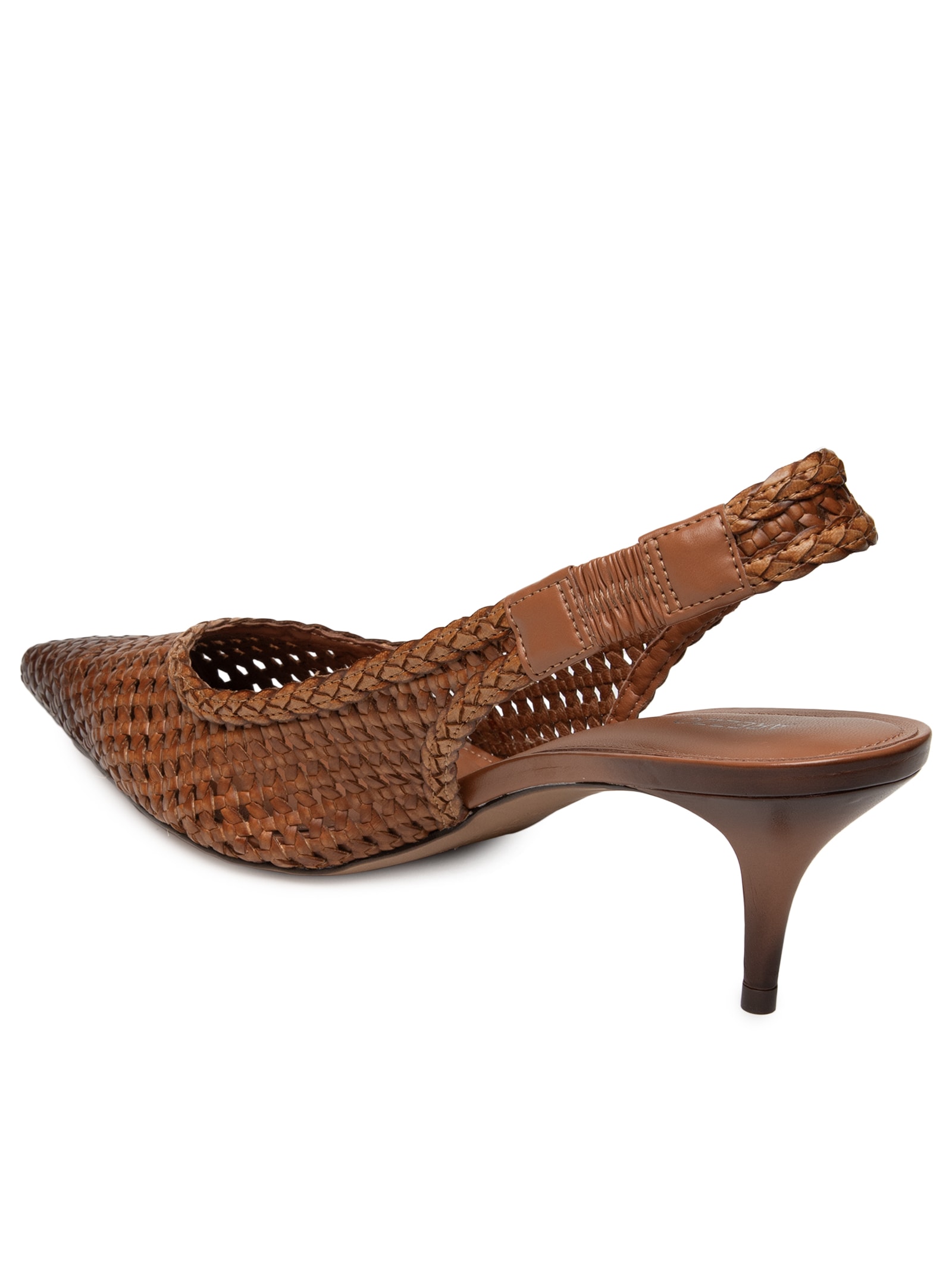 Scarpin Tressê Salto Fino Slingback Marrom Arezzo
