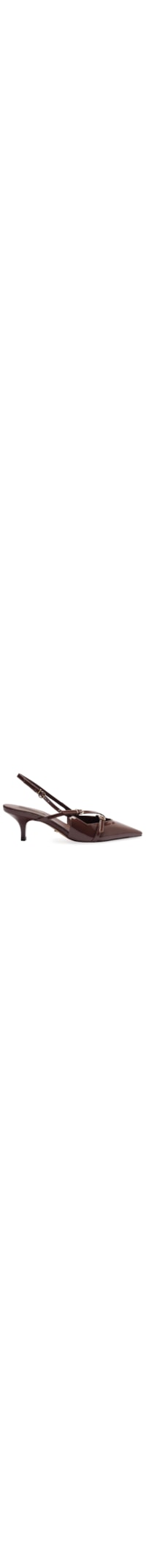 Scarpin Verniz Salto Slingback - Marrom