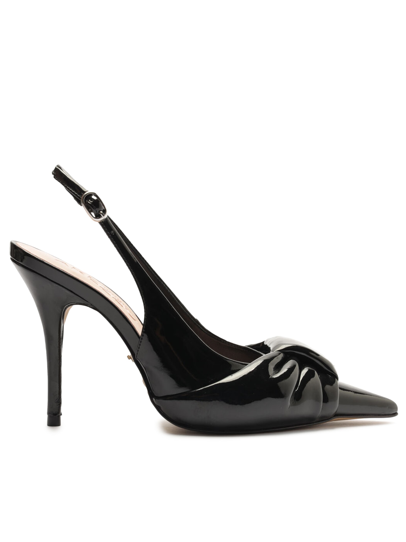Scarpin Verniz Slingback Puffer Preto Arezzo