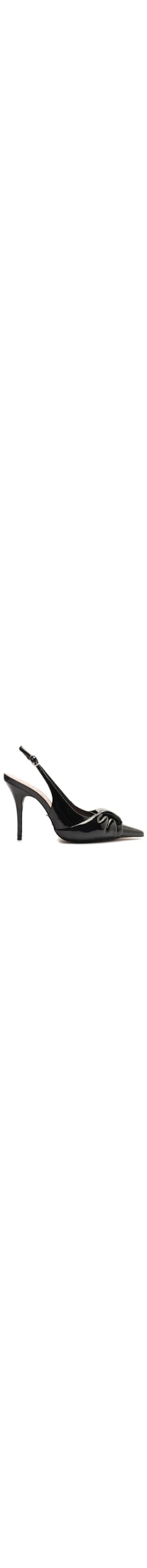 Scarpin Verniz Slingback Puffer - Preto