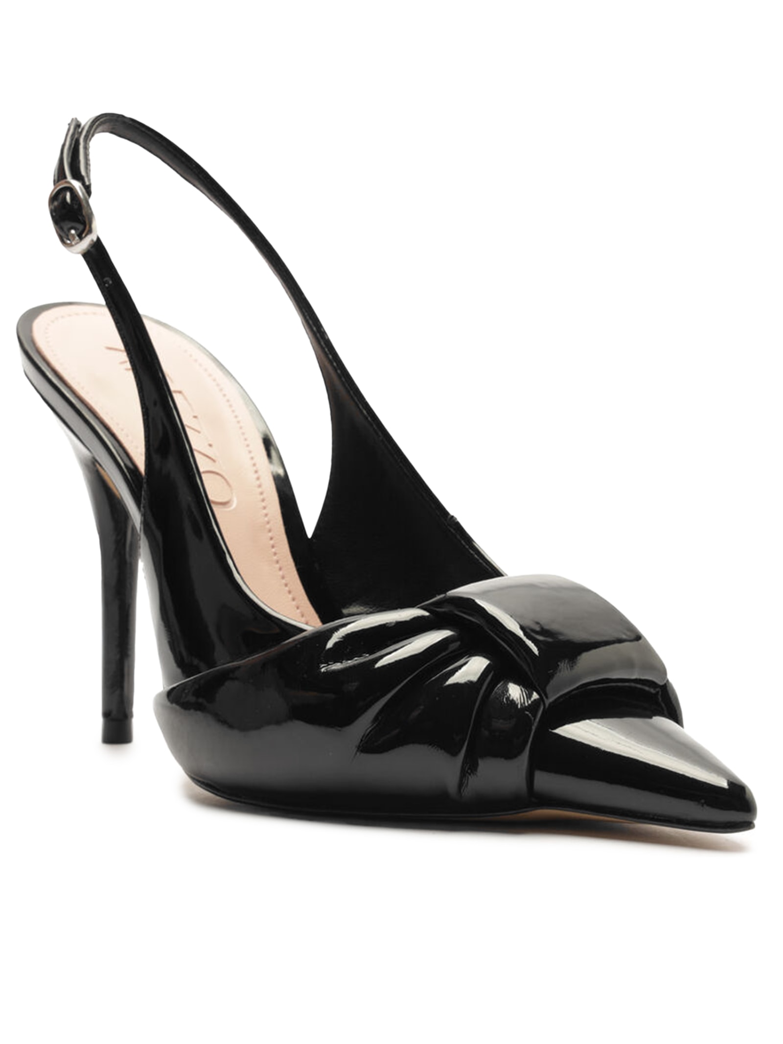 Scarpin Verniz Slingback Puffer Preto Arezzo