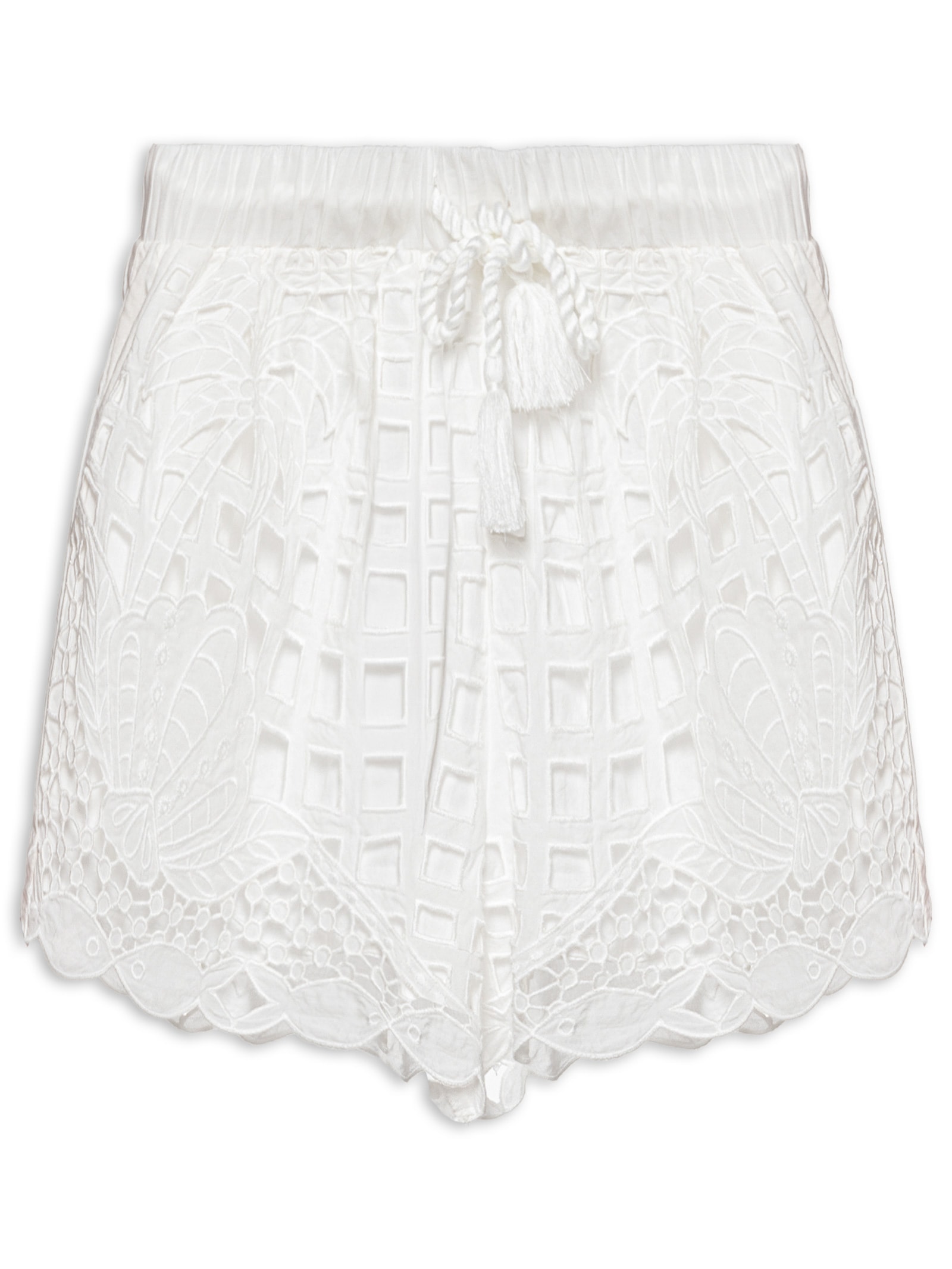 Short Artesanal Listra Tropical Branco Farm Praia