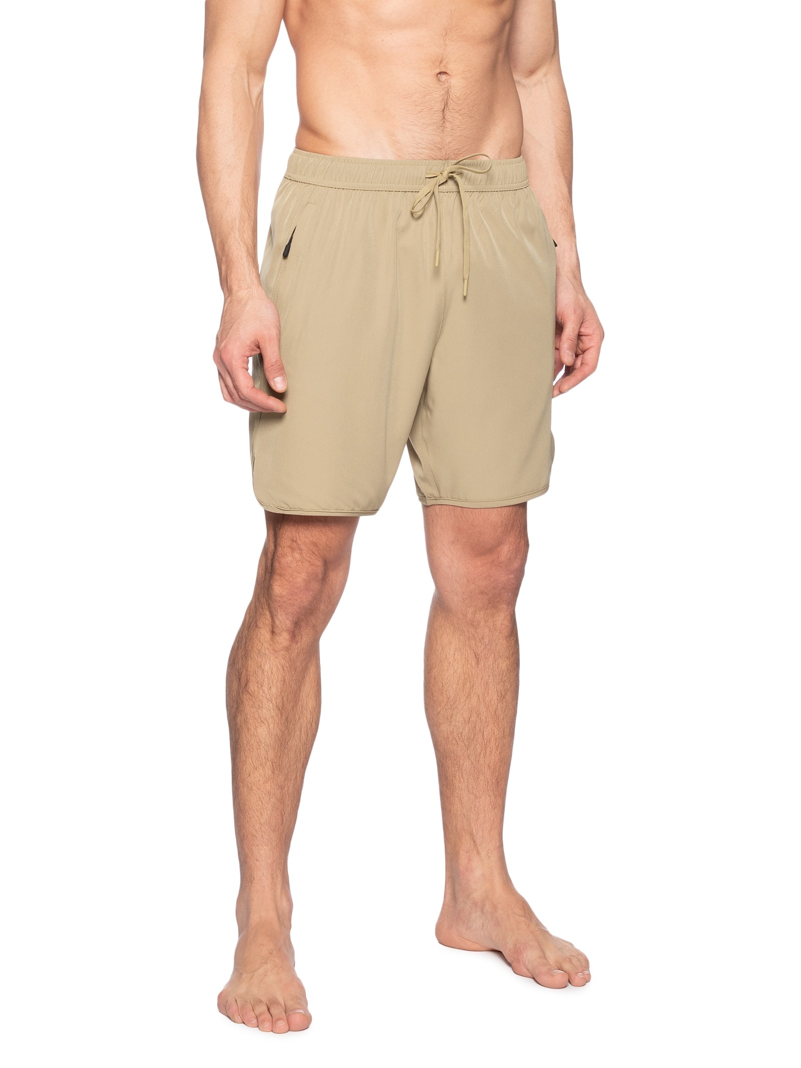 Short Beachwear Masculino com Zíper no B Bege Basiq Men