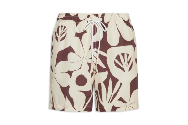 Short Beachwear Masculino Estampa Geométrica  – Bege