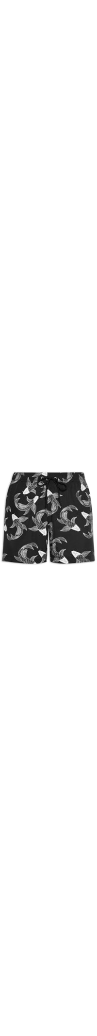 Short Beachwear Masculino Estampa Peixe – Preto