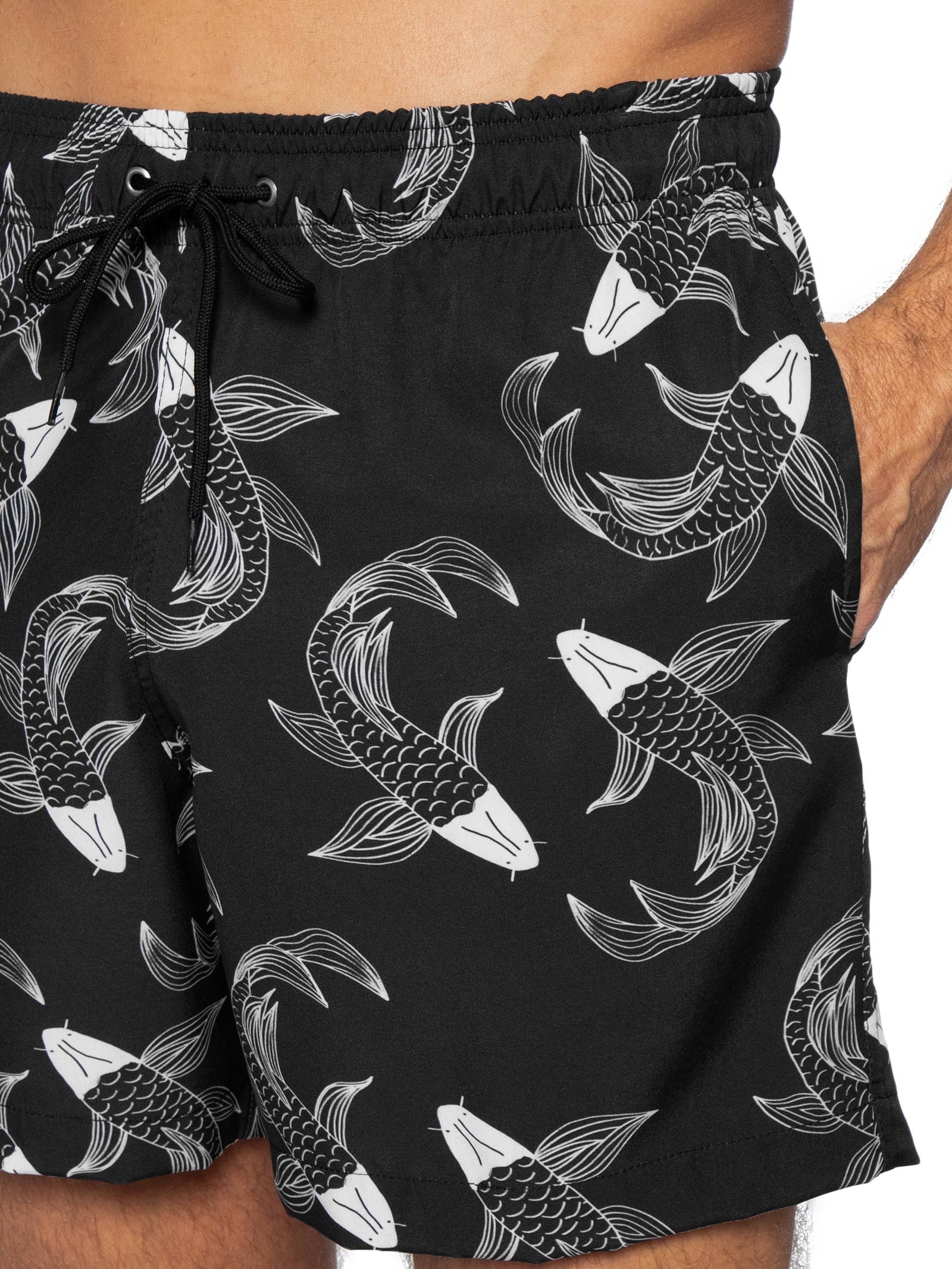 Short Beachwear Masculino Estampa Peixe  – Preto Basiq Men