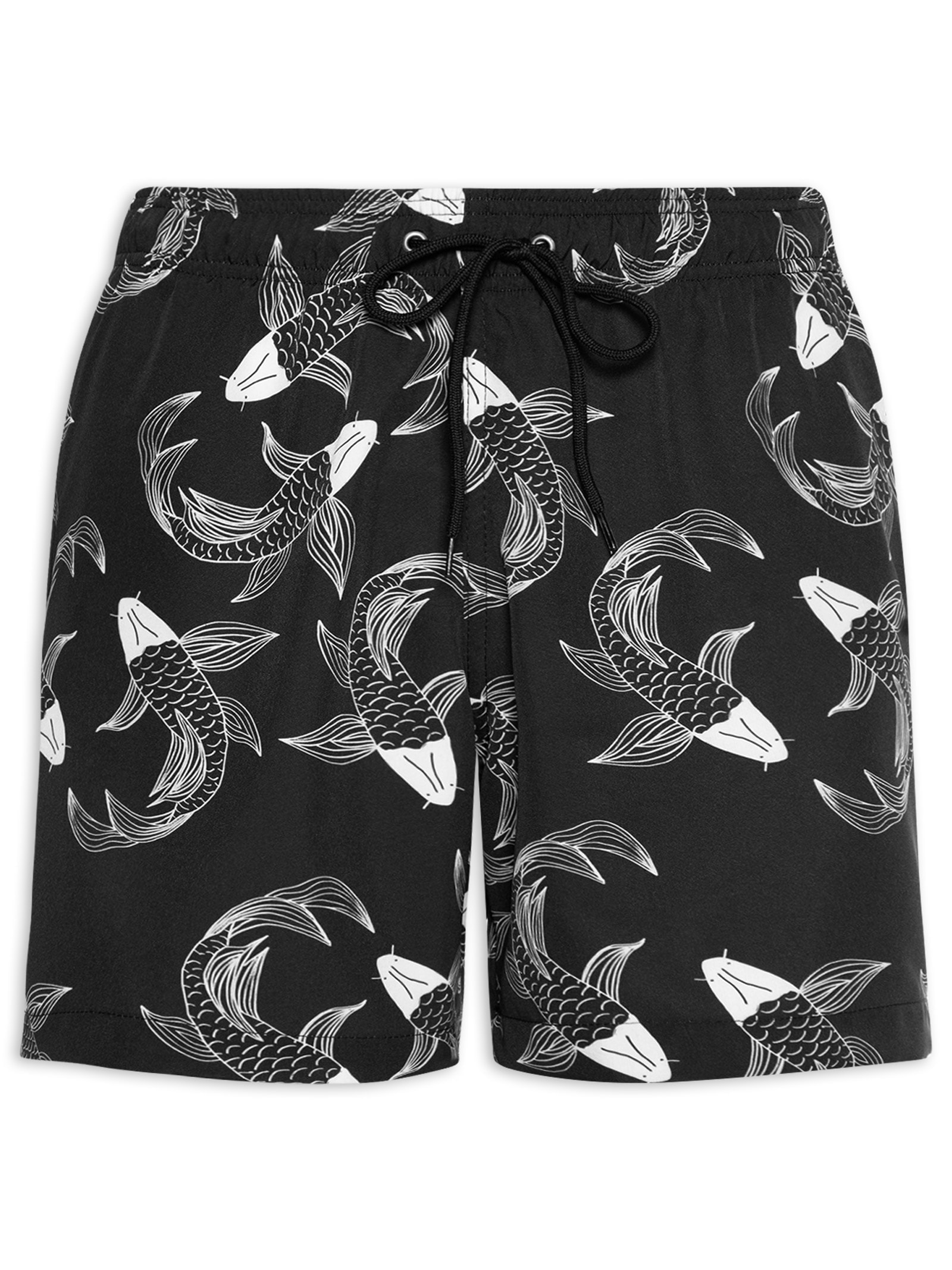 Short Beachwear Masculino Estampa Peixe  – Preto Basiq Men