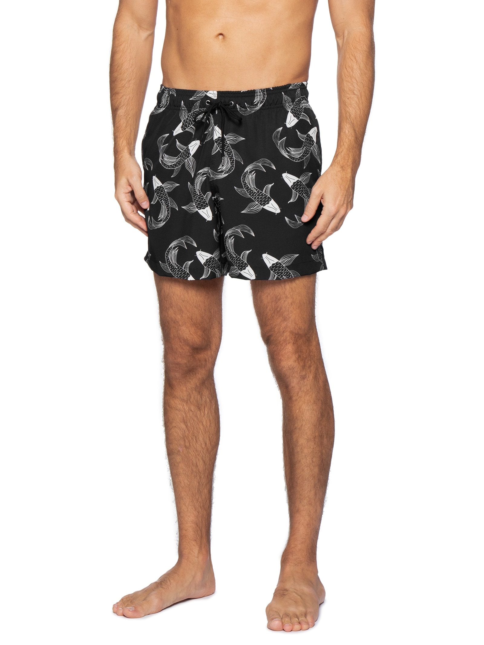 Short Beachwear Masculino Estampa Peixe  – Preto Basiq Men