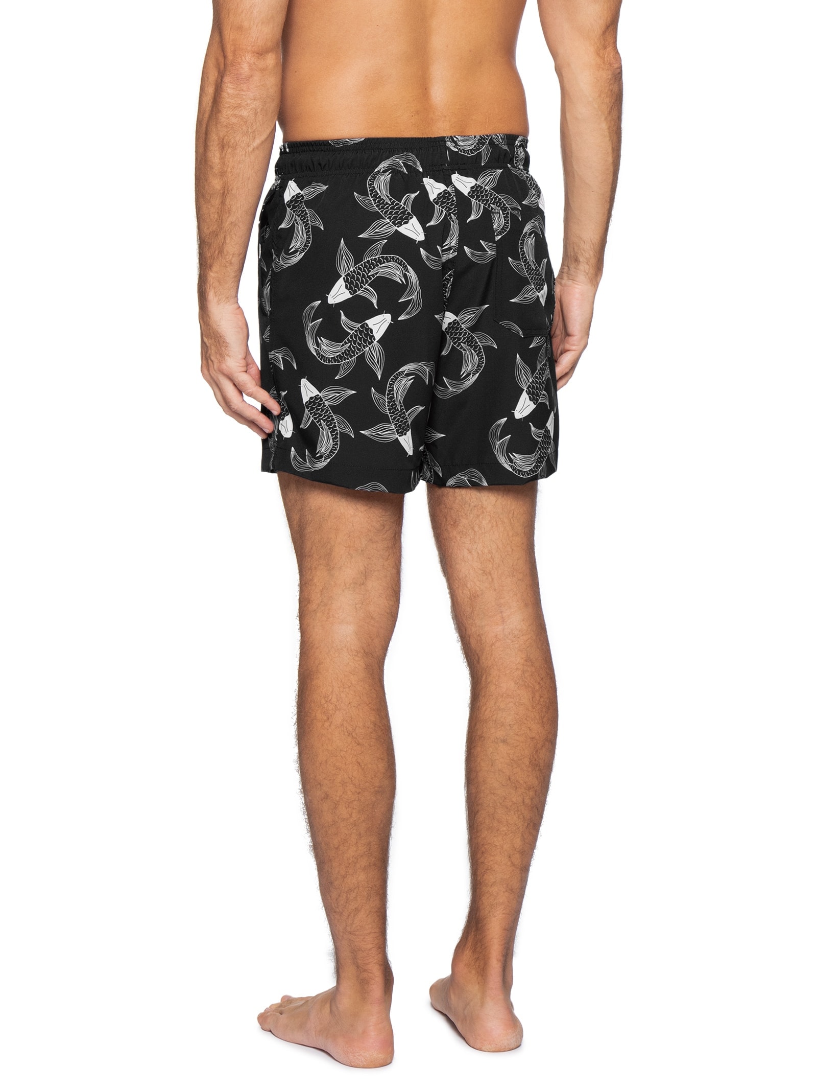 Short Beachwear Masculino Estampa Peixe  – Preto Basiq Men