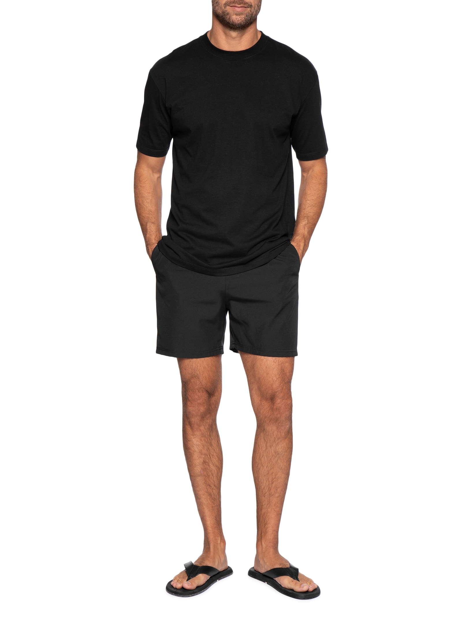 Short Beachwear Masculino Liso Preto Basiq Men