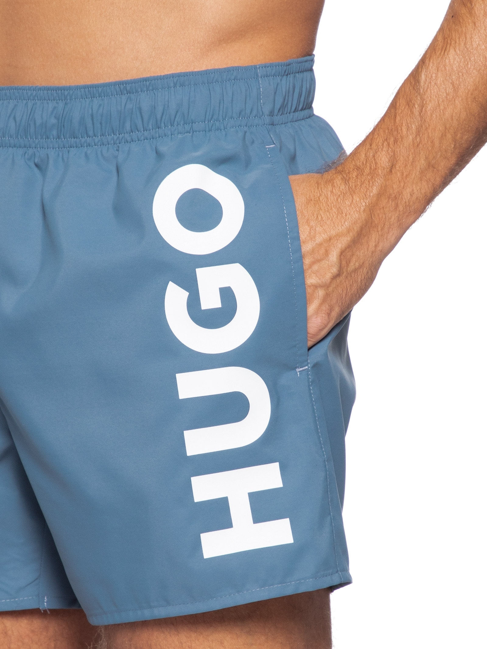 Short Beachwear Vertical Logo Abas Masculino Azul Hugo