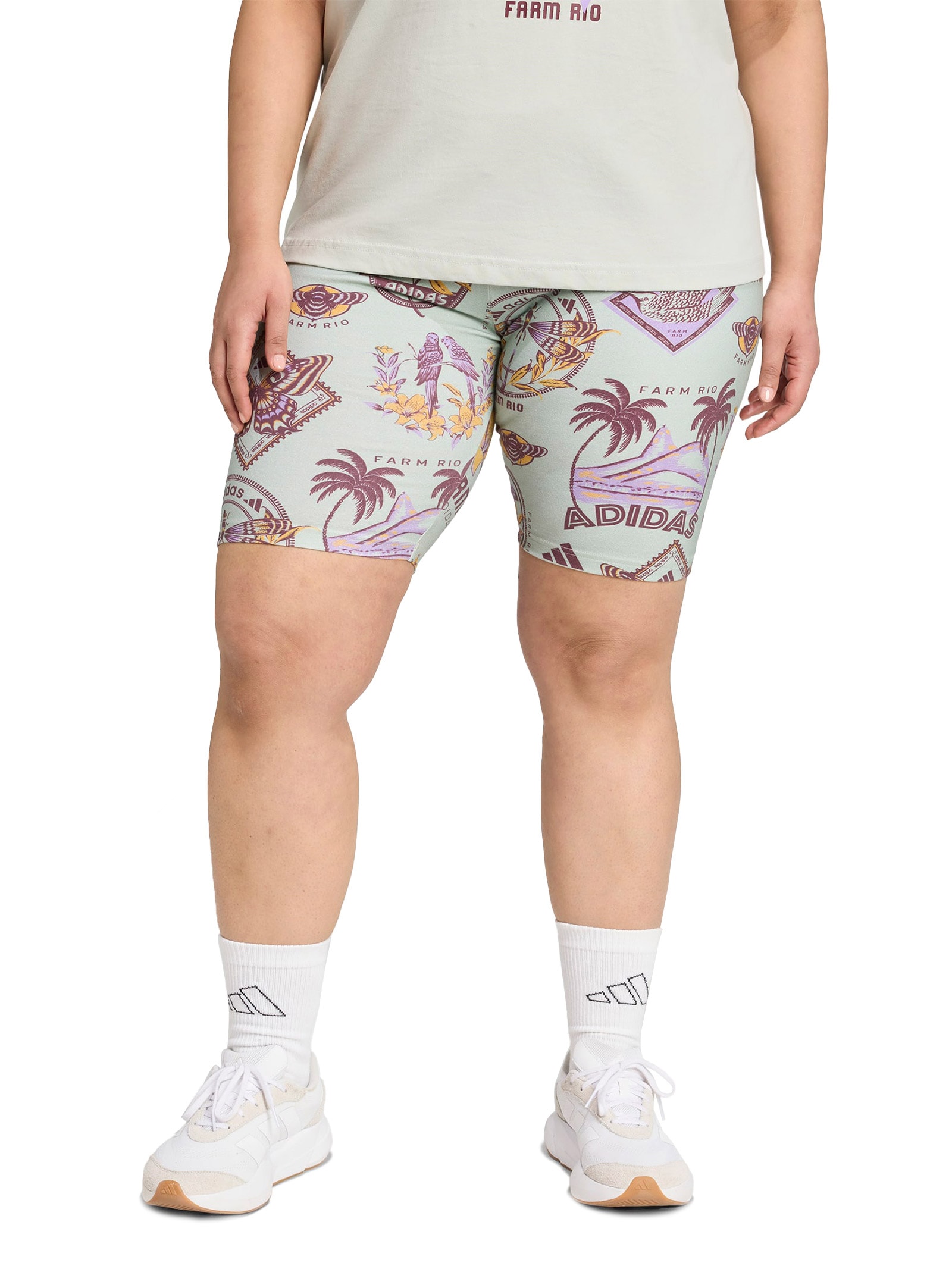 Short Biker Feminino Plus Size - Cinza - Adidas Originals + Farm