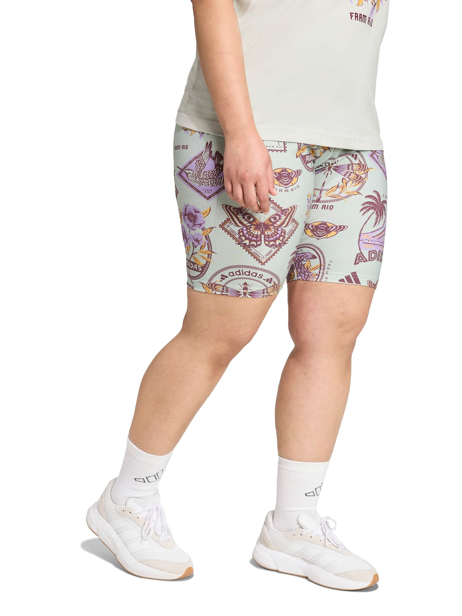 Short Biker Feminino Plus Size Cinza Adidas + Farm