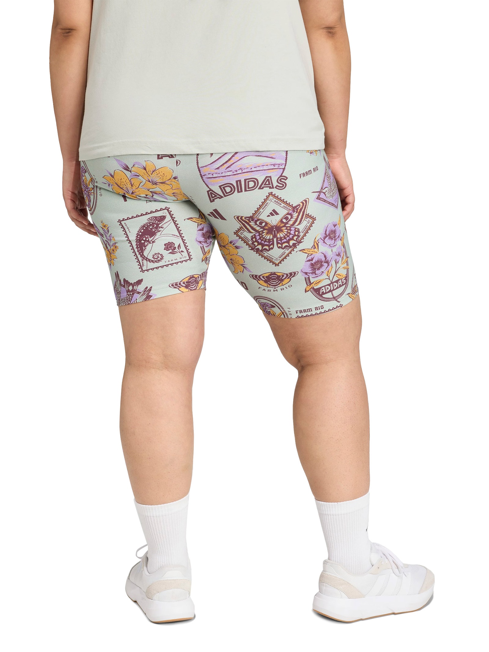 Short Biker Feminino Plus Size Cinza Adidas + Farm