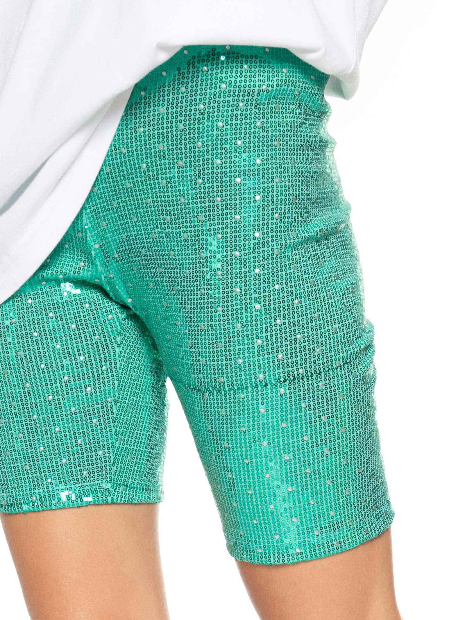 Short Biker Paetê Carnaval Verde Market 33