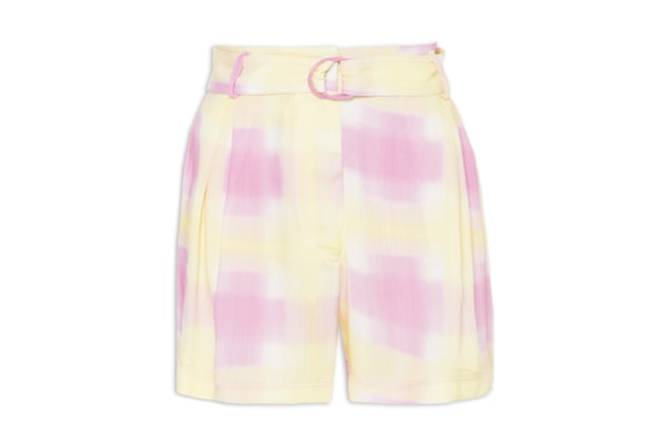 Short Clochard Estampa Xadrez Lumê - Amarelo