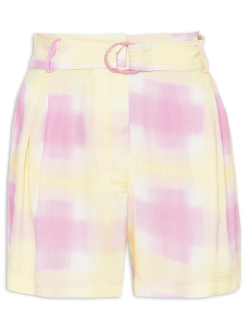 Short Clochard Estampa Xadrez Lumê – Amarelo