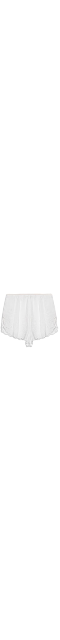 Short Com Linho De Elástico Detalhe Barra Bordada Off White - Branco