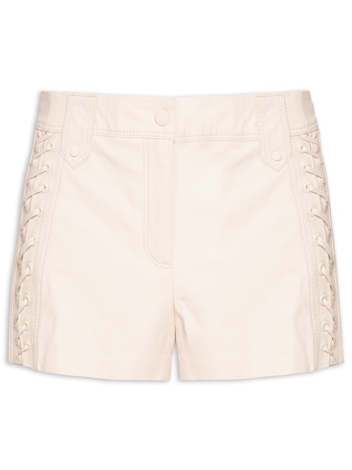 Short De Couro Curto Ilhoses – Bege