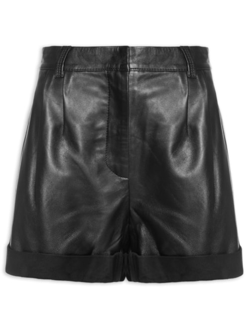Short Faminino De Couro Resinado – Preto