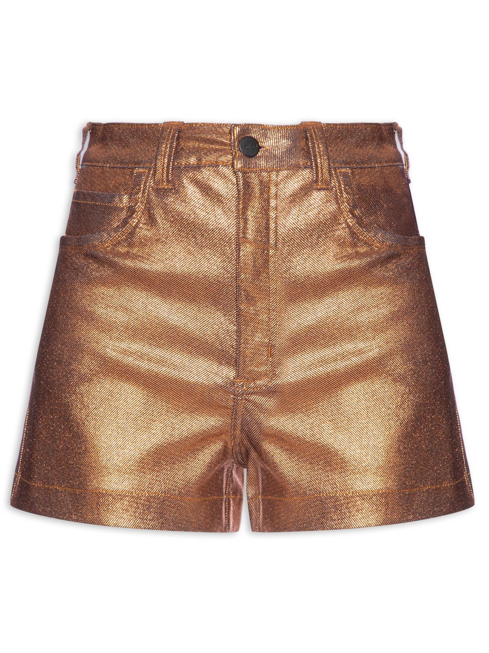 Short Feminina Metalizado Dourado Colcci