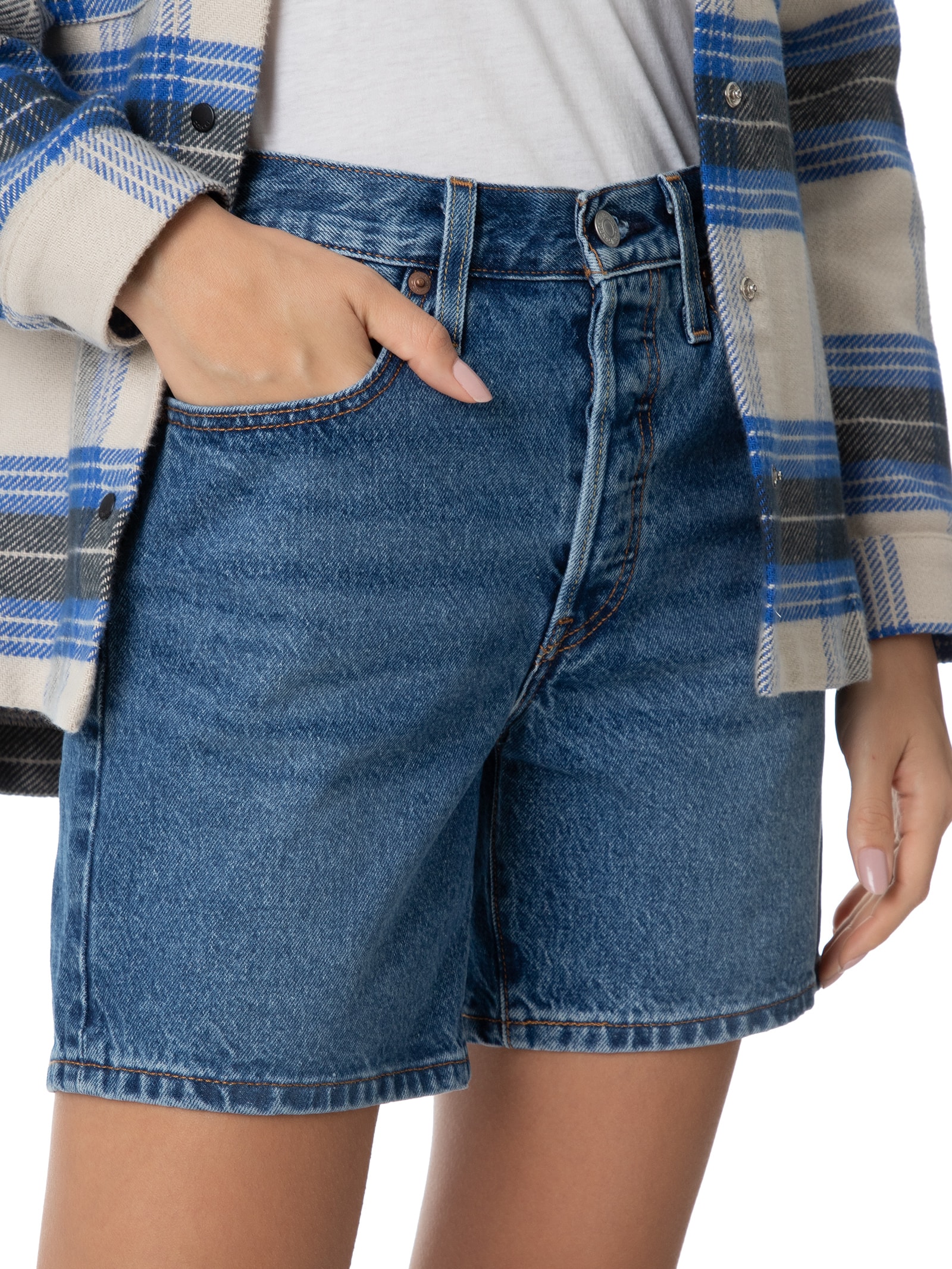 Short Feminino 501® Mid Thigh Azul Levi's