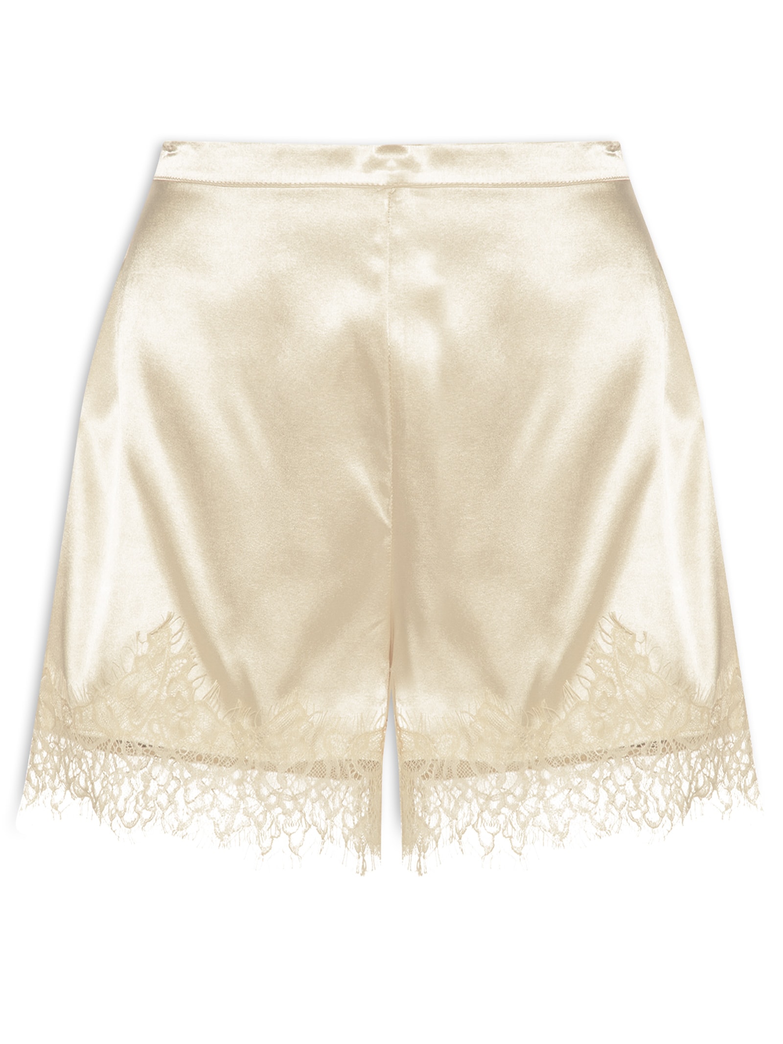 Short Feminino Acetinado com Renda Bege Market 33