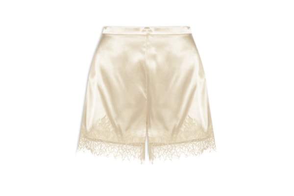 Short Feminino Acetinado com Renda - Bege
