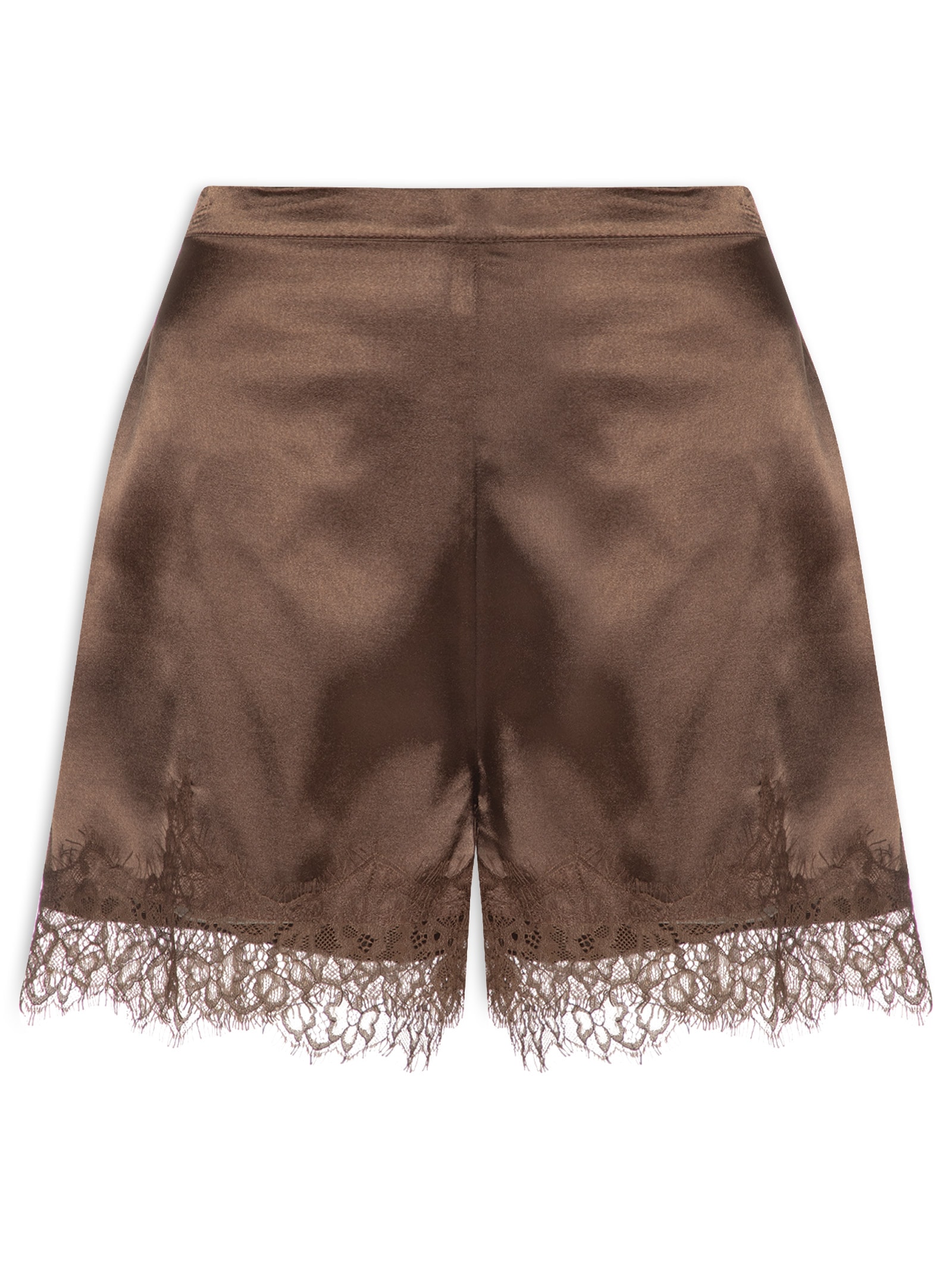 Short Feminino Acetinado com Renda Marrom Market 33