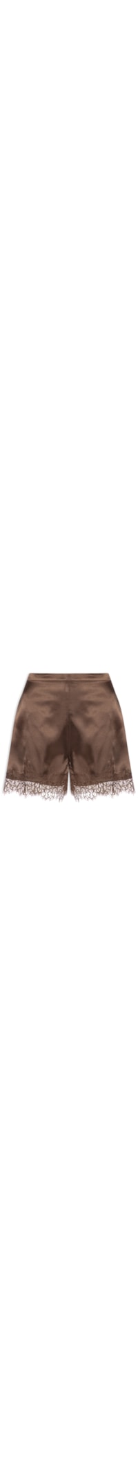 Short Feminino Acetinado com Renda - Marrom