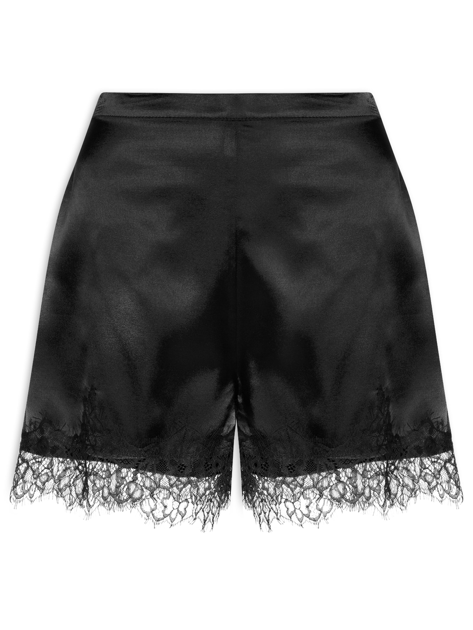 Short Feminino Acetinado com Renda Preto Market 33