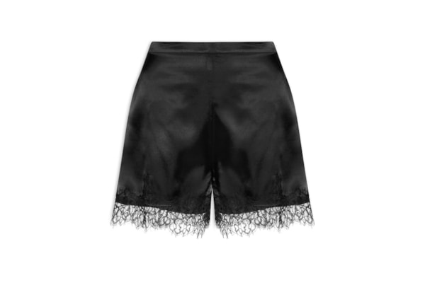 Short Feminino Acetinado com Renda - Preto