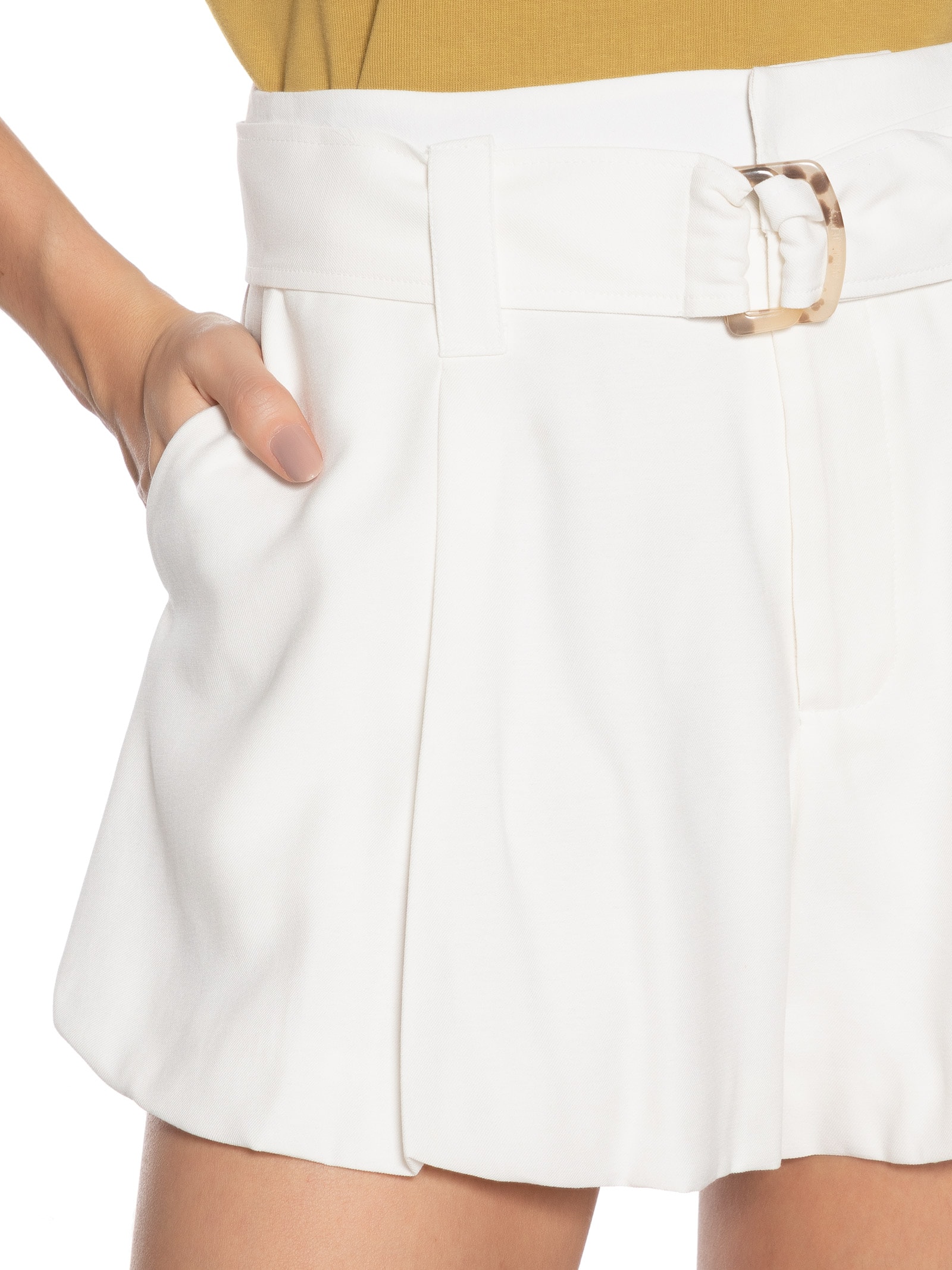 Short Feminino Alfaiataria Balonê Branco Animale Jeans