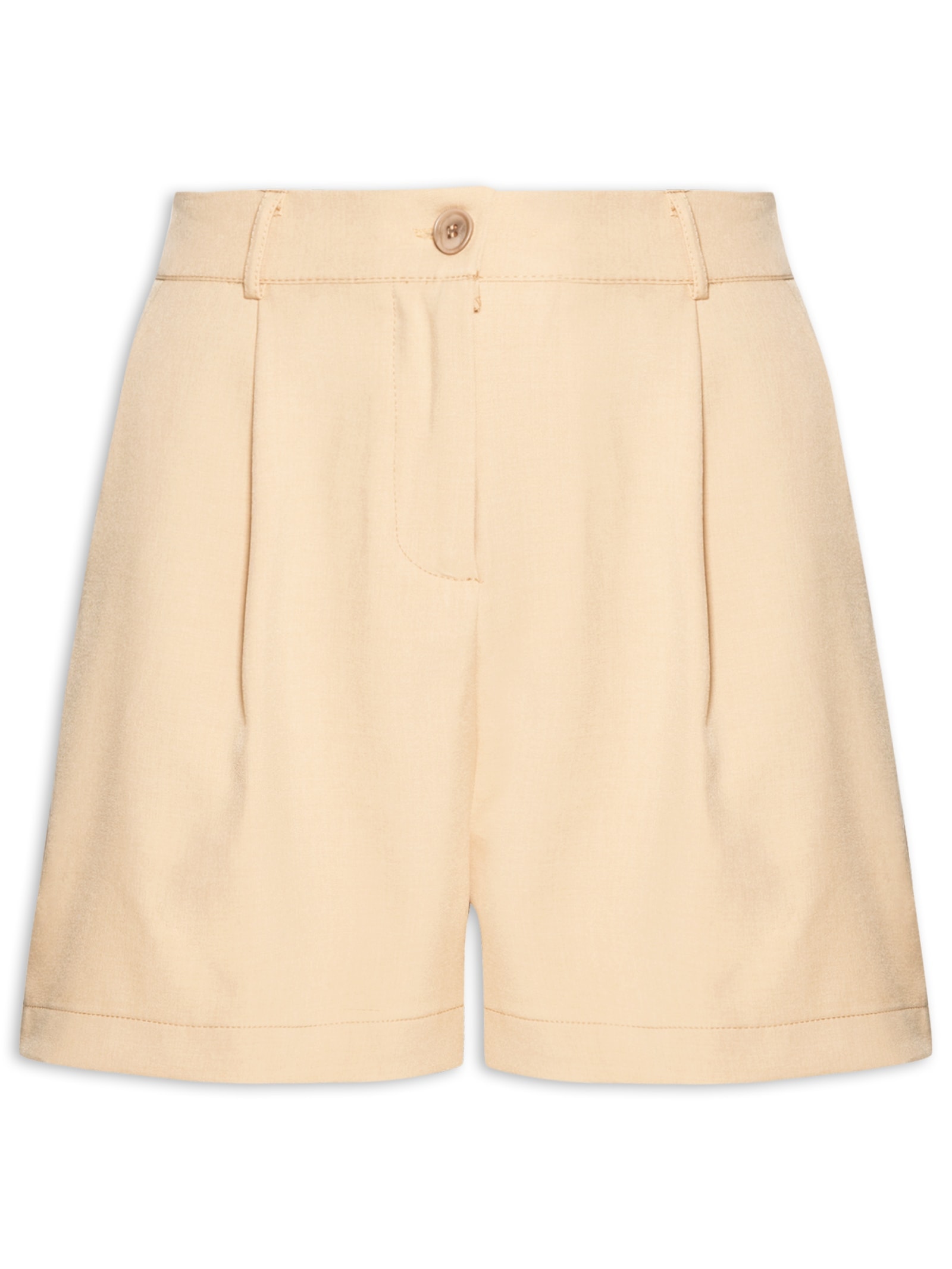 Short Feminino Alfaiataria Básico com Bolso Bege  Basiq