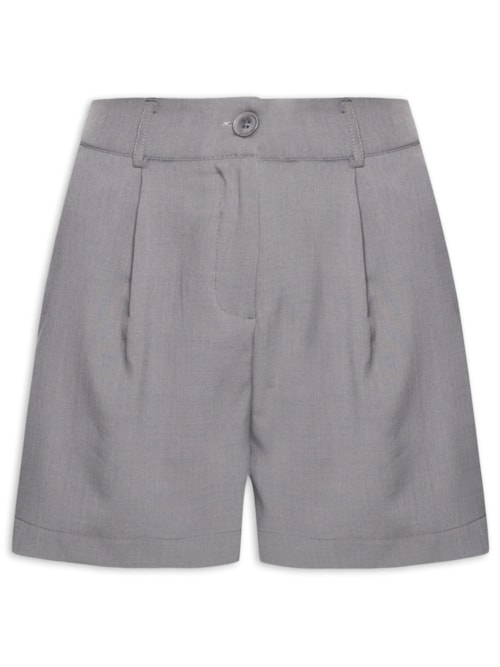 Short Feminino Alfaiataria Básico com Bolso – Cinza