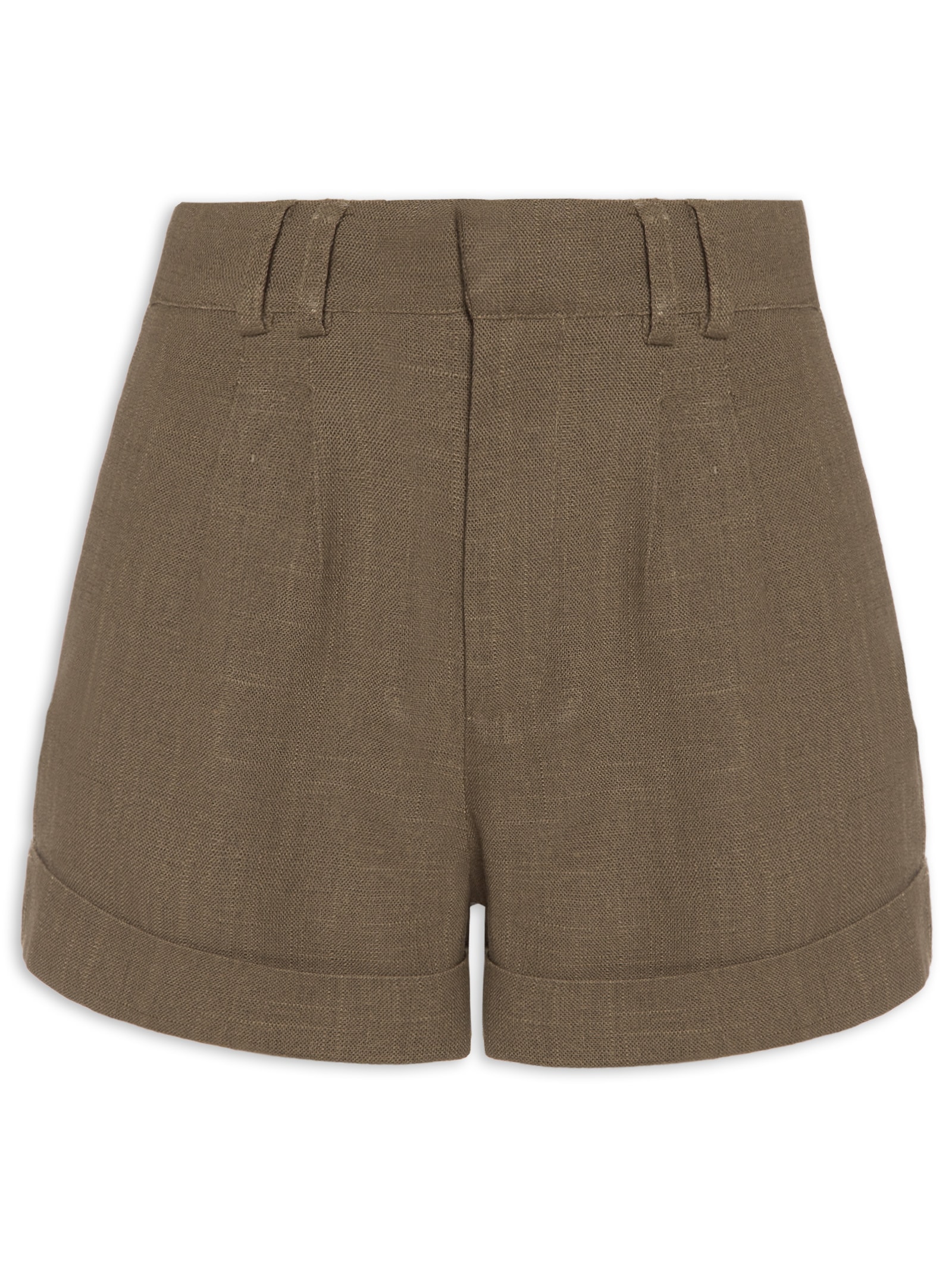 Short Feminino Alfaiataria Bolso Frontal Marrom Maria Filó