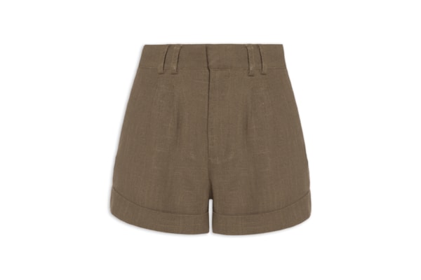 Short Feminino Alfaiataria Bolso Frontal - Marrom