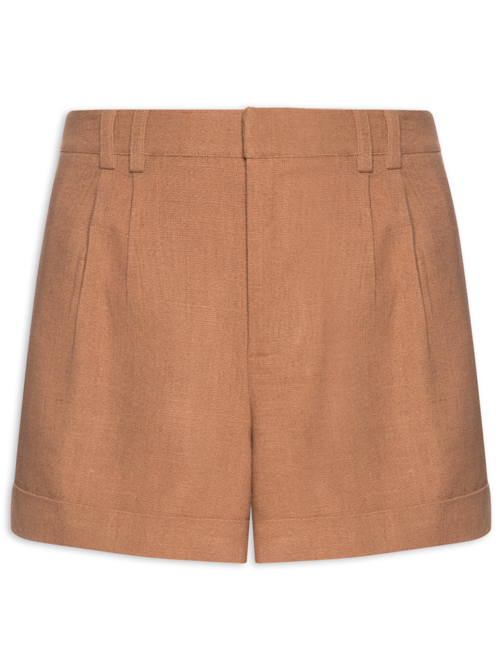 Short Feminino Alfaiataria Bolso Frontal Marrom Maria Filó