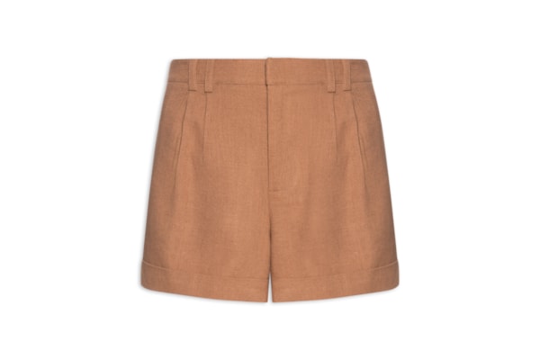 Short Feminino Alfaiataria Bolso Frontal - Marrom