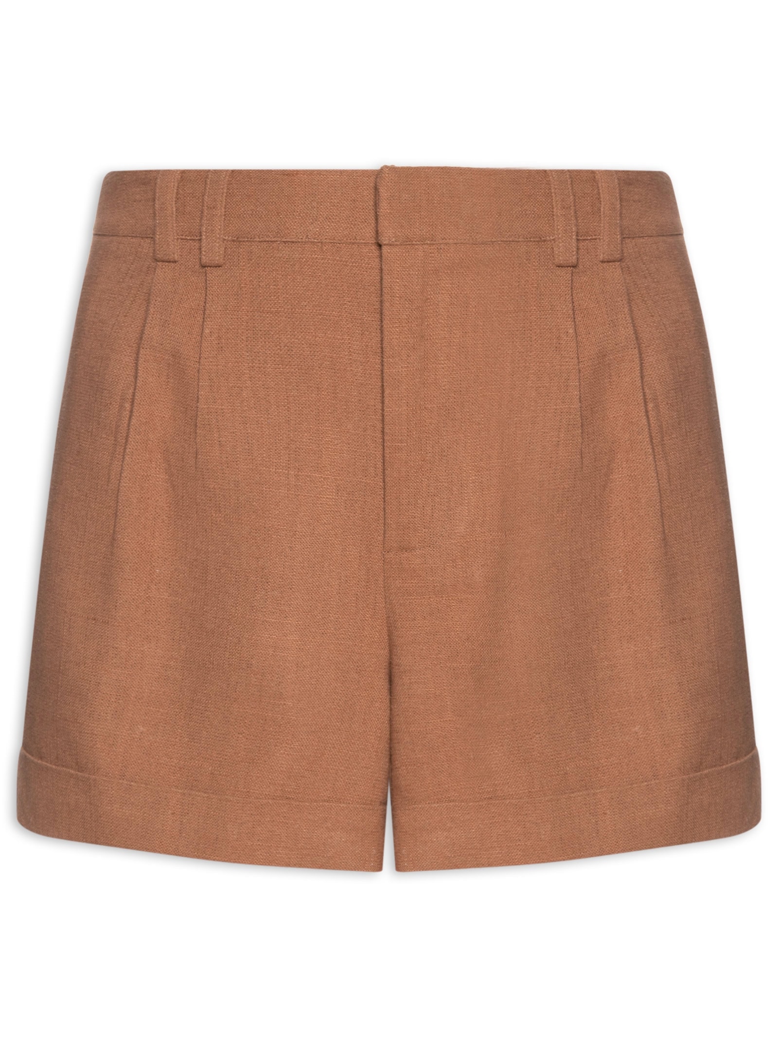 Short Feminino Alfaiataria Bolso Frontal Marrom Maria Filó